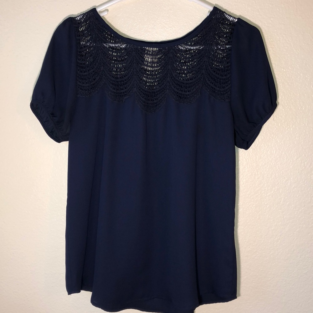 Navy Lace Blouse